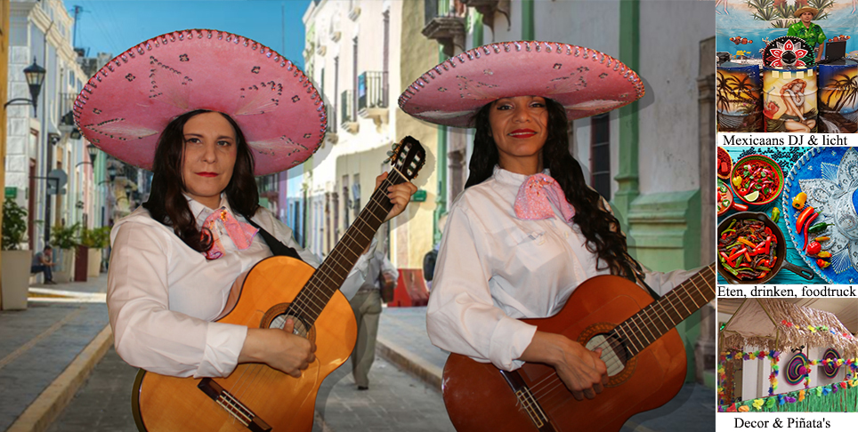 Mexicaanse band met Die Typische met Borduursel Versierde Sombrero